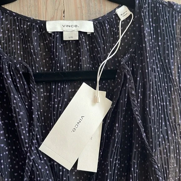 Vince Starry Dot Tiered Midi Dress in Blue Size Large - Picture 6 of 14